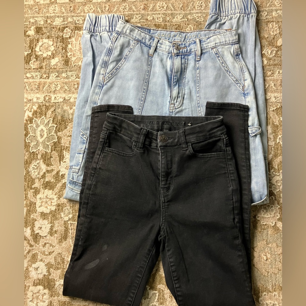 Black and Light Blue Women's Jeans